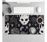 Skull Cat Moon Gothic Gaming Mouse Pad 12x24 Inch Desk Pad Protector Waterproof Non-Slip Rubber Base Keyboard Mat Extra Large Desktop Mat for Office Home Computer Laptop Table Accessory