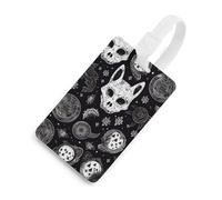 Skull Cat Moon Gothic Luggage Tag Cute Unique Travel Bag Tag Personalized Luggage Tag ID Label Address Card and Durable Round Ring Travels Gift Airport Essentials White-Style