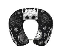 Skull Cat Moon Gothic Memory Foam Travel Pillow Removable Pillow Case Support Cushion Sleeping Rest Cushion
