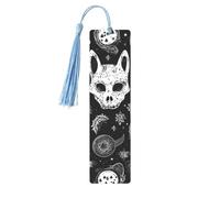 Skull Cat Moon Gothic Metal Bookmarks with Tassel,Cool Book Markers for Reading Women, Men,Aluminum Hanging Ornament Fancy Handmade Craft Reading Accessories Gift for Book Lovers S