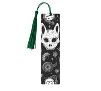Skull Cat Moon Gothic Metal Bookmarks with Tassel,Cool Book Markers for Reading Women, Men,Aluminum Hanging Ornament Fancy Handmade Craft Reading Accessories Gift for Book Lovers S