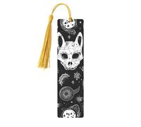 Skull Cat Moon Gothic Metal Bookmarks with Tassel,Cool Book Markers for Reading Women, Men,Aluminum Hanging Ornament Fancy Handmade Craft Reading Accessories Gift for Book Lovers S