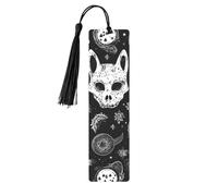Skull Cat Moon Gothic Metal Bookmarks with Tassel,Cool Book Markers for Reading Women, Men,Aluminum Hanging Ornament Fancy Handmade Craft Reading Accessories Gift for Book Lovers S