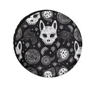 Skull Cat Moon Universal Waterproof Spare Tire Cover for Trailers, Trucks, RVs, Off-Road, 24-36" (Fits 30" Diameter Wheels