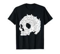 Skull Cat Skeleton Kittens Halloween Punk Emo Gift Goth Cat T-Shirt