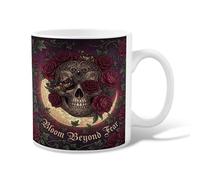 Skull Ceramic Coffee Mug, Gothic Dark Roses Butterfly Halloween Red Novelty Tea Mug with Handle Ideal for Friends Family Co-Worker Lovers Eldership Senior 11 Oz