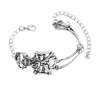 Skull Chain | Adjustable Skeleton Link Cuff Bangle | Gothic Exaggerated Human Skull Jewelry | Halloweens Bracelet for Women’s Halloween Parties, European Fashions