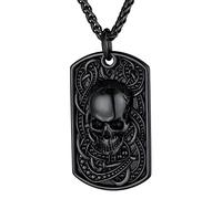 Skull Chain Necklace for Men Goth Necklace Pirate Pendant Skull Jewellery Demon Necklaces Skeleton Punk link Stainless Steel Halloween Jewelry Devil Chain