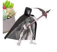 Skull Character Model - Skeleton Decor Action Toy, Cloaked Figurine Statue | Poseable Gothic Assembly Battle Prop Display Piece, Movable Bone Fighter Figurine gadget for Kids Game Setup, Hat Cloaks Sk