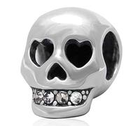 Skull Charm 925 Sterling Silver Christian Charm Pirate Charm Halloween Charm for Pandora Bracelet (White)