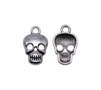 Skull Charms For Macrame Accessories, 16x9.8mm, Antique Silver Color, 40 Pieces