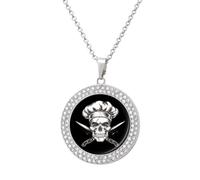 Skull Chef Gangster Necklaces for Women Ladies Diamond Pendant Necklace Chain Jewellery