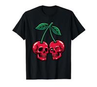 Skull Cherry Lover Skulls Whimsical Fashion Quirky Halloween Value Graphic T-Shirt, Men, Black, M