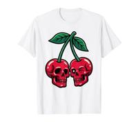 Skull Cherry Lover Skulls Whimsical Fashion Quirky Halloween Value Graphic T-Shirt, Men, White, L