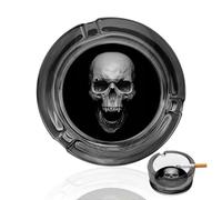 Skull Cigarette Ashtrays Round Portable Cigar Ashtray Transparent Glass Smoking Ash Tray for Indoor Outdoor Home Office Patio Balcony Tabletop Decor