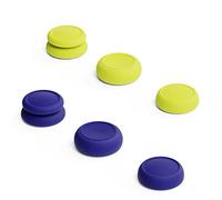 Skull & Co. Skin, CQC and FPS Thumb Grip Set Joystick Cap Analog Stick Cap for Nintendo Switch and Switch OLED Joy-Con Controller - Blue + Neon Yellow, 3 Pairs(6pcs)
