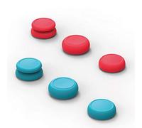 Skull & Co. Skin, CQC and FPS Thumb Grips Set Joystick Cap Analog Stick Cap for Nintendo Switch and Switch OLED Joy-Con Controller - Neon Red+Blue, 3 Pairs(6pcs)