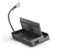 Skull & Co. SteamDock Pro with Detachable Portable USB Hub HDMI TV Adapter for Steam Deck, ROG Ally, Smartphone and MacBook- Black (with Extension Cable)