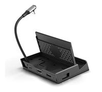 Skull & Co. SteamDock with Detachable USB Hub HDMI TV Adapter for Steam Deck, ROG Ally, Smartphone and MacBook- Black (with Extension Cable)