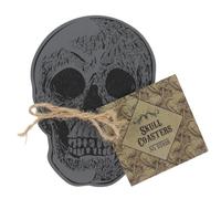 Spooky Brown MDF Skull Coaster Set - 0.6cm x 9cm (Pack of 4) - Creepy Design - Perfect for Halloween & Gothic Home Decor