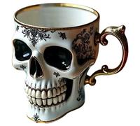 Skull Coffee Mug Funny Punk Style Resin Halloween Mug with Handle for Tea Whiskey Wine Juice Bar