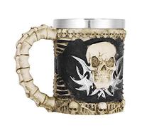 Skull Coffee Mug Stainless Steel Skull Warrior Tankard Viking Skull Beer Cup Skeleton Resin Wine Mug Medieval Skull Drinkware Wineglasses Gothic Tea Drinking Cup for Halloween Christmas Birthday Gift