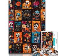 Skull Collage 1000 Piece Jigsaw Puzzles for Teenagers,Toys Educational Games Stress Relieving Wishlist with Santa Claus (75x50cm)
