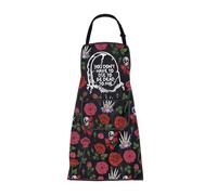 Skull Cooking Apron Floral Skull with Red Rose Apron You Don't Have To Die To Be Dead To Me Skull Lover Gifts Skeleton Apron