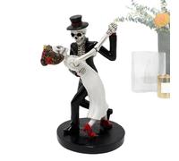Skull Couple Statue - Dancing Skeleton Figurine, Day Of Dead Decoration | Sugar Skeleton Couple In Romantic Dance Pose, De Los Muerttos Figure, Decorative Table Statue For Halloween
