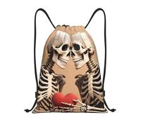 Skull Couple String Bag Versatile Pe Bag Portable Drawstring Backpack For Women Shopping Outdoor 36X42Cm