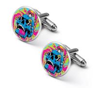 Skull Covered in Mushrooms Alloy Cufflinks Men's Classic Cuff Link Fashion Shirt Accessories for Business Party Wedding 1.7cm