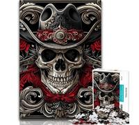Skull Cowboy 1000 Piece Jigsaw Puzzles for Teenagers,for Educational Game Challenge Toy Unique Home Decor And Gifts (38x26cm)