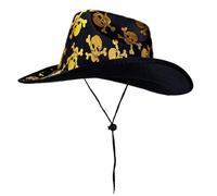 Skull Cowboy Hat, Skull Pattern Wide Brim Western Hat with Lanyard, Costume Accessory for Family Gathering Stage Show Festival Halloween Birthday School Plays Theater Performance
