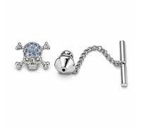 Skull & Cross Bone Tie Pin for Men - Onyx Art TP12 Premium Skull Tie Tack, Metal Necktie Accessory for Formal Shirts, Gothic Style & Business Wear