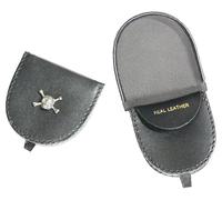 Skull & Cross Bones Black Leather Coin Purse - Compact Wallet with 2 Compartments 415