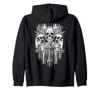 Skull Cross Wings Goth Alt Grunge Gothic Emo Aesthetic Y2K Zip Hoodie