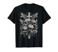 Skull Cross Y2K Grunge Aesthetic Alt Goth Skull Cross Gothic T-Shirt