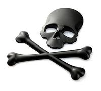 通用 Skull Crossbone Pirate Car 3D Emblem Logo Chrome Metal Badge Sticker Decal Decorations Side Fender Rear Trunk Sticker (Black)