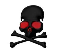 Skull & Crossbones 3D Metal Emblems for Vehicles, Black and red