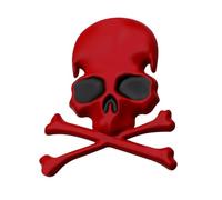 Skull & Crossbones 3D Metal Emblems for Vehicles, Red and black