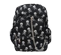 SKULL CROSSBONES Black White School College Gothic Goth Skulls Travel Festival Gig Alternative Splash Proof Nylon Laptop Backpack Rucksack Bag
