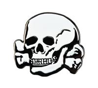 Skull & Crossbones Enamel Pin Badge - White Pirate Metal Lapel Brooch (2cm x 1.8cm) - Halloween, Gothic, or Rock Accessory for Jacket, Bag, or Hat