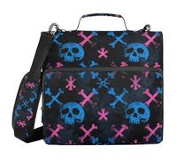 Skull Crossbones Gothic 1.5 Inch 3 Ringing Binder Zipper with Handle Easy to Carry School Binders Organizer for School