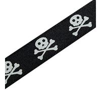 Skull & Crossbones Pirate Halloween Ribbon 15mm Wide (Black & White, 2 metres)