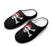 Skull Crossbones Pirates Flag Men's House Slippers Indoor Outdoor Slip On Shoes with Rubber Sole 7-8(40-41)