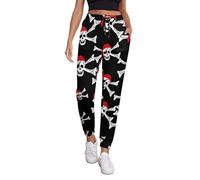 Skull Crossbones Pirates Flag Women's Joggers Sweatpants Athletic Yoga Pants with Pockets Leggings 2XL