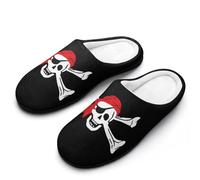 Skull Crossbones Pirates Flag Women's Slippers Warm Soft House Shoes Winter Indoor And Outdoor 11-12(42-43)