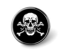 Skull & Crossbones Round Brooch Pin Lapel Pins Tie Suit Dress Accessories for Men Women Wedding Birthday