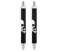 Skull Crossbones Skeleton Jolly Roger Ballpoint Pens Retractable Gifts Pen for Office Work Business Pens 2 PCS AS PIC 1