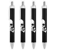 Skull Crossbones Skeleton Jolly Roger Ballpoint Pens Retractable Gifts Pen for Office Work Business Pens 4 PCS AS PIC 2